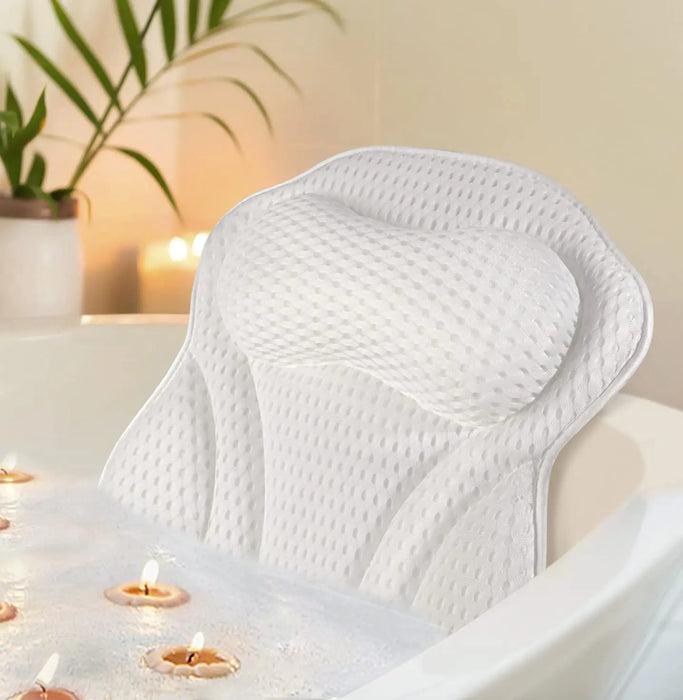 Luxurious Bath Pillow for Tub - Neck & Back Support with Suction Cups-1