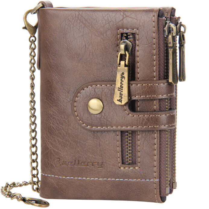 Classic Men's Leather Wallet with Chain