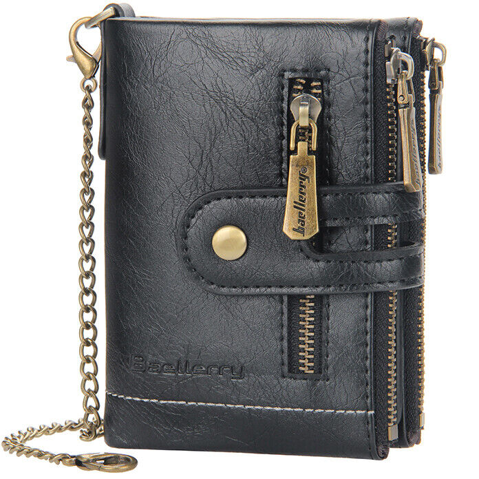 Classic Men's Leather Wallet with Chain
