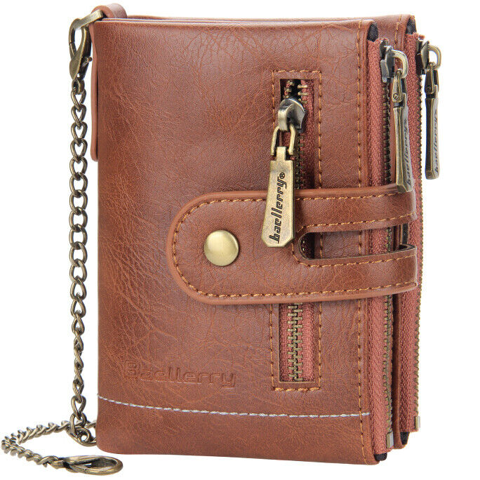 Classic Men's Leather Wallet with Chain