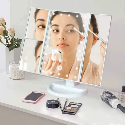 Trifold Vanity Makeup Mirror with Lights
