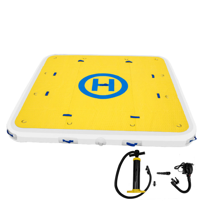 Inflatable Dock Float Platform 8' x 8' - w/2 Air Pumps