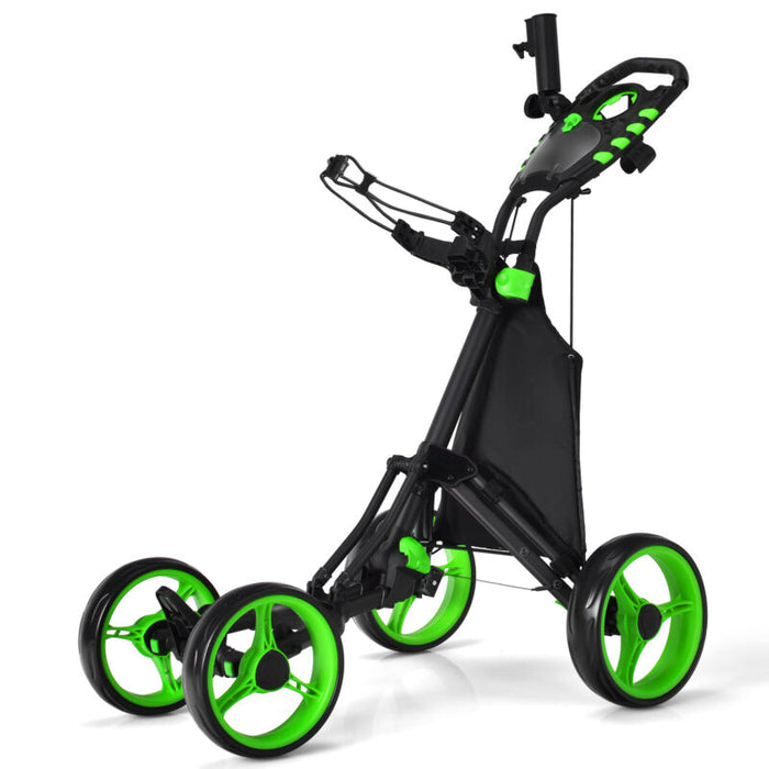 4 Wheels Golf Push Cart - Green