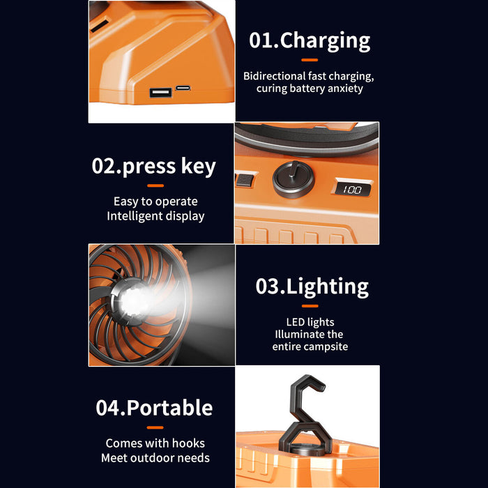 CampHalo™ – Rechargeable Tent Fan with LED Light