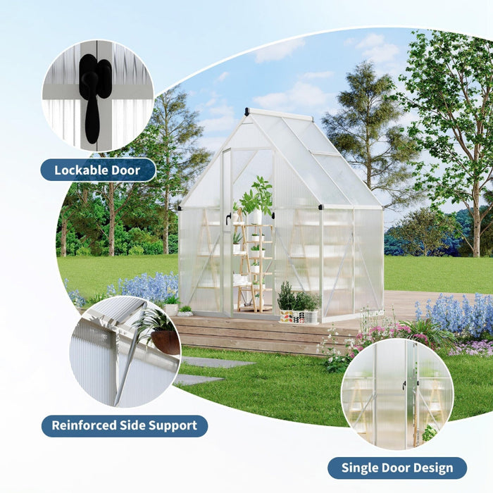 GrowHaus - 6x4 ft Polycarbonate Walk-in Greenhouse