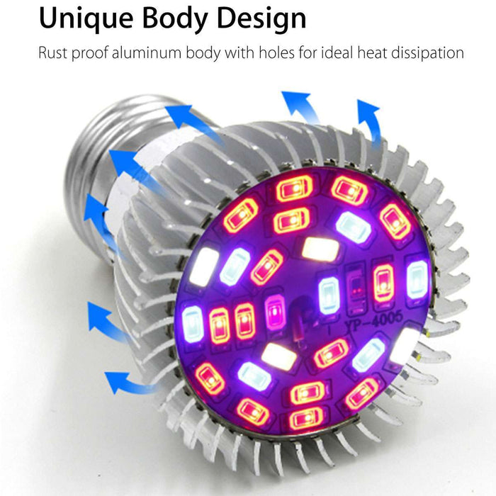 LeafBright - 100W Full Spectrum E27 LED Grow Light Bulbs