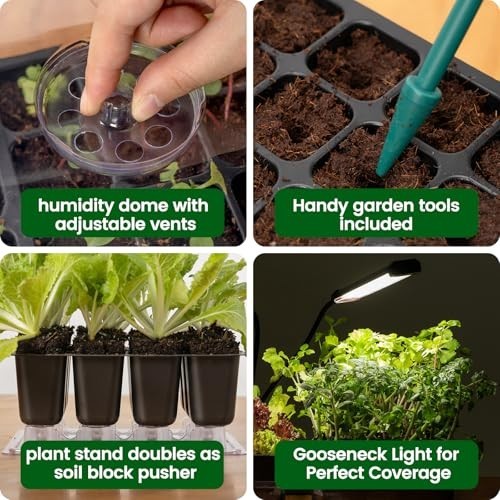 GreenStart - 72 Cell Self-Watering Seed Starter Trays with Grow Light