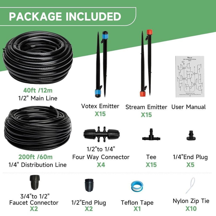 EcoDrip - 240FT Drip Irrigation System Kit