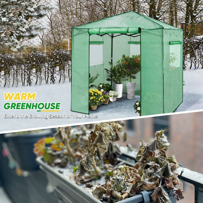 GrowLodge - Walk in Outdoor GreenHouse with 2 Shelves