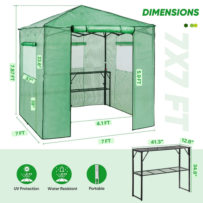 GrowLodge - Walk in Outdoor GreenHouse with 2 Shelves
