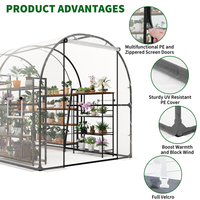 VerdantPeak - Large Walk-in Tunnel Greenhouse