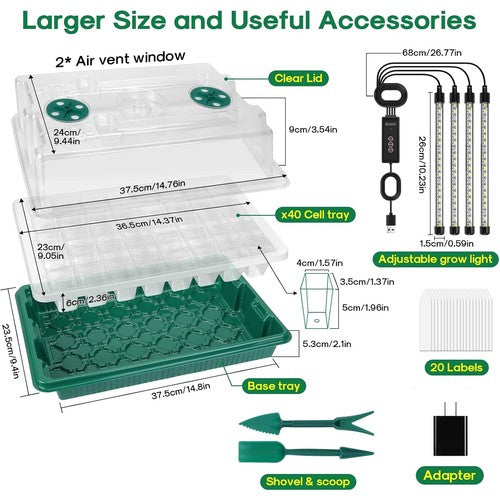LushRise - Seed Starter Tray with Grow Light