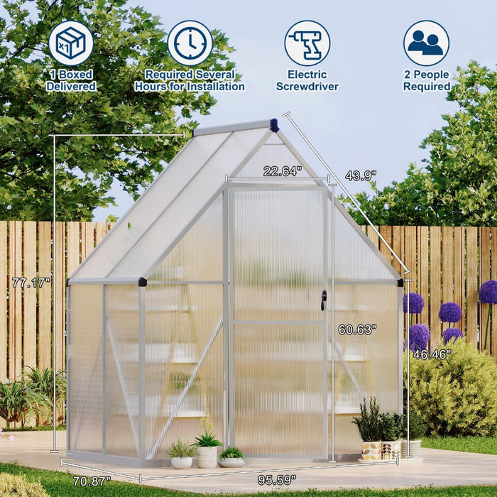 GrowHaus - 6x4 ft Polycarbonate Walk-in Greenhouse