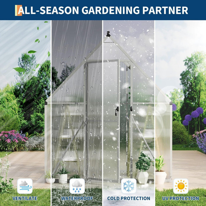 GrowHaus - 6x4 ft Polycarbonate Walk-in Greenhouse