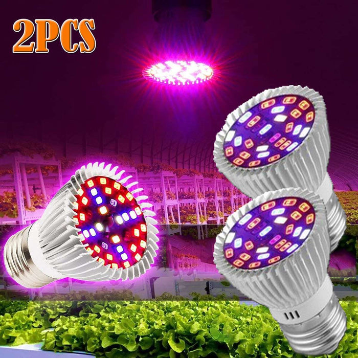 LeafBright - 100W Full Spectrum E27 LED Grow Light Bulbs