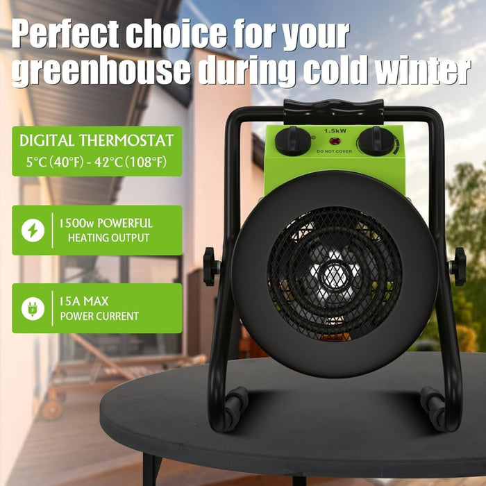 GrowZone - Greenhouse Heater with Digital Thermostat