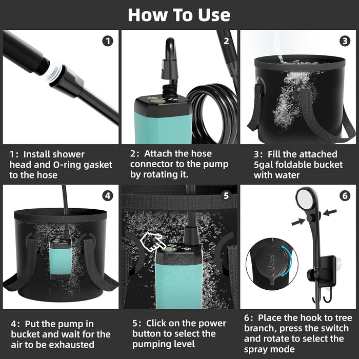 Cascade™ – Rechargeable Camping Shower Kit