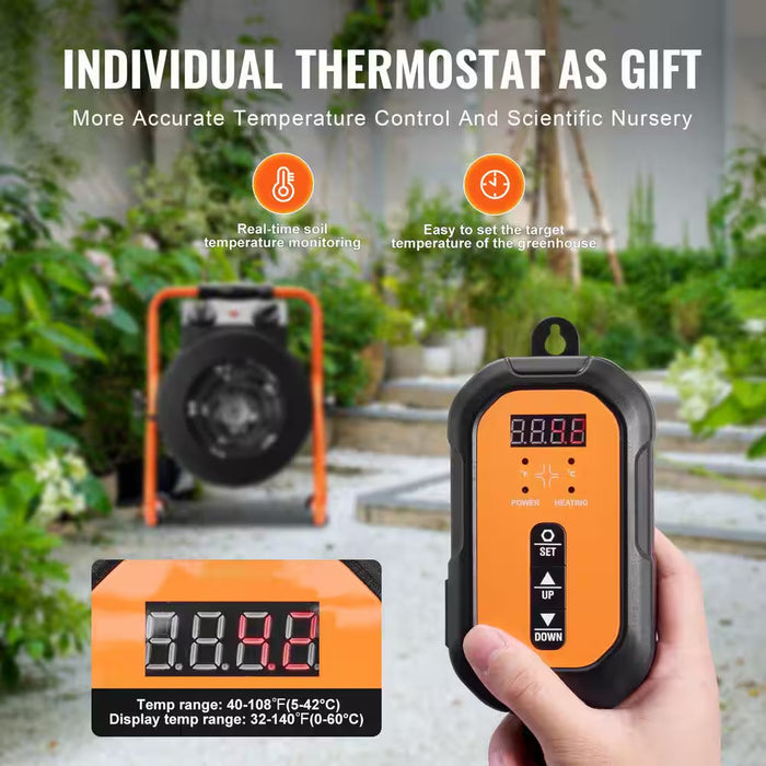 VerdantFlow - Electric Greenhouse Heater with Thermostat