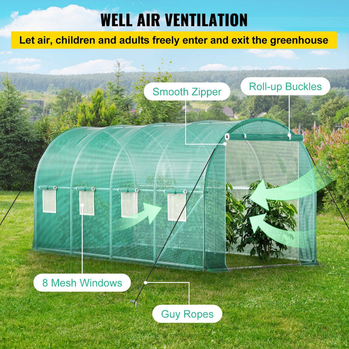 Backyard Bloom - 15x7x7 ft Walk-in Tunnel Greenhouse