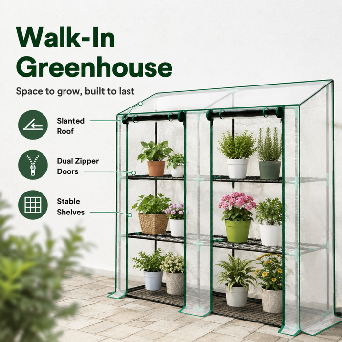 PatioBloom - Lean-To Walk-In Greenhouse