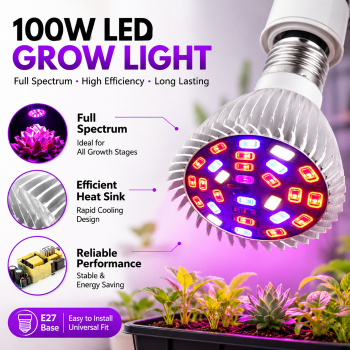 2 pcs 100W LED Grow Light Bulbs