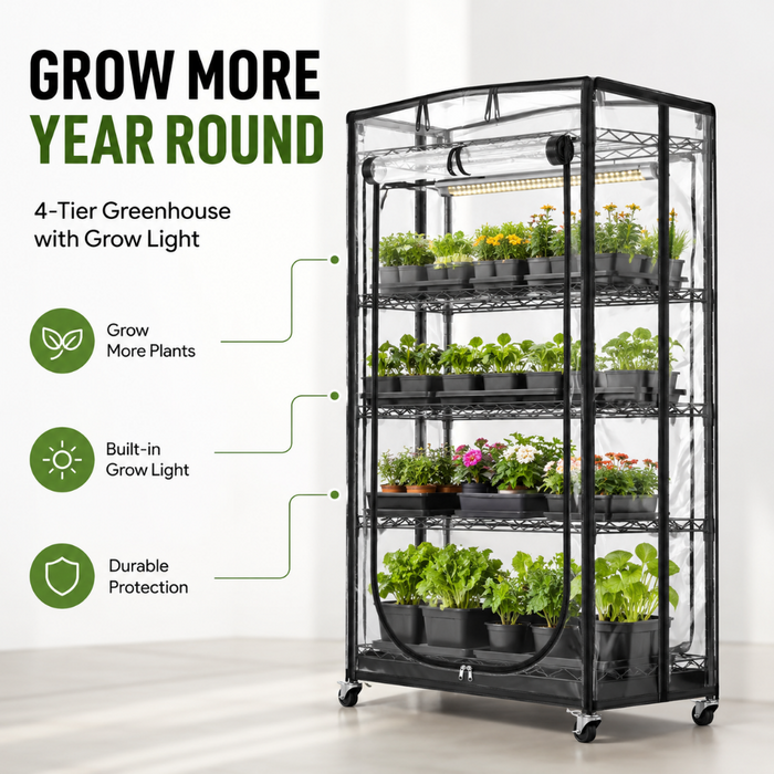 4- Tier Indoor Greenhouse with Grow Light