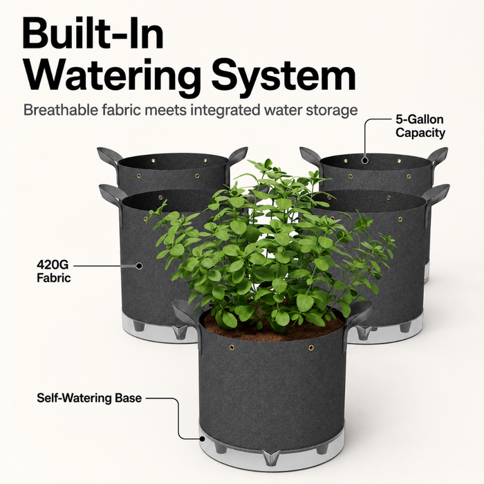 5 Self-Watering Grow Bags