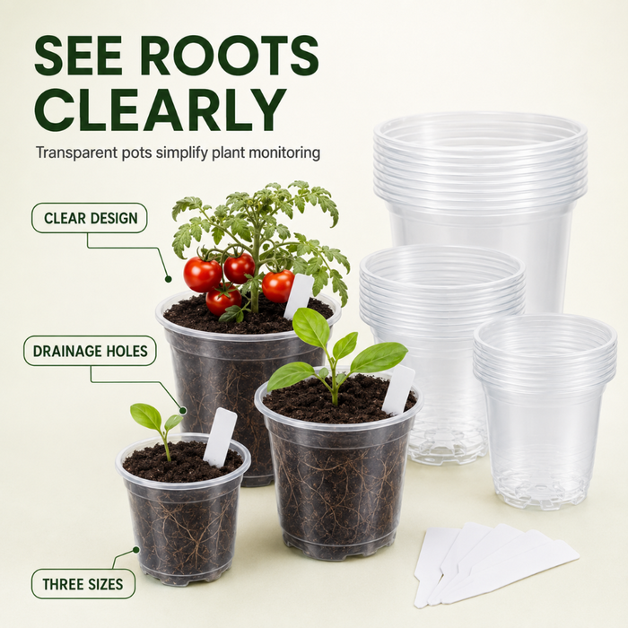30 Pcs Clear Nursery Pots