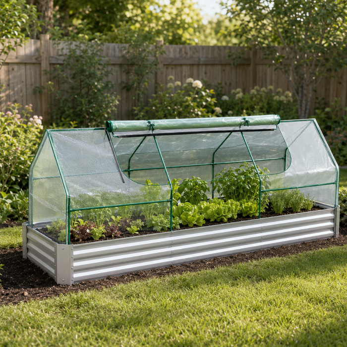 2-in-1 Raised Garden Bed with Mini Greenhouse