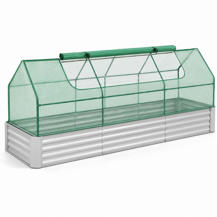 2-in-1 Raised Garden Bed with Mini Greenhouse