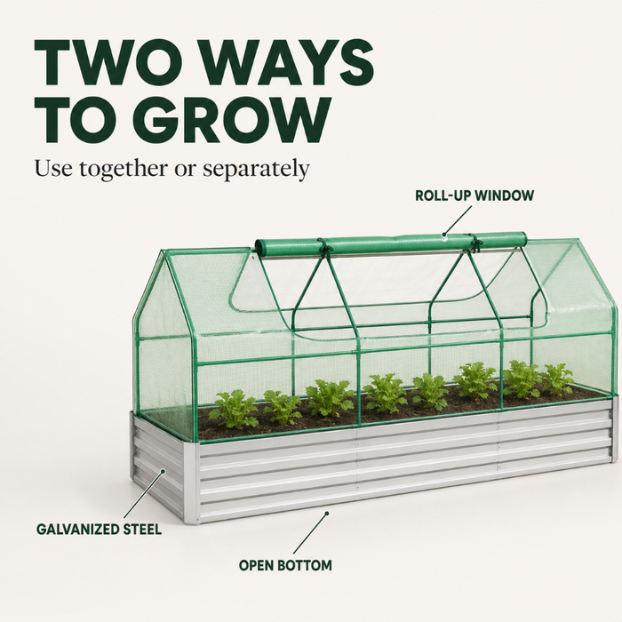 2-in-1 Raised Garden Bed with Mini Greenhouse