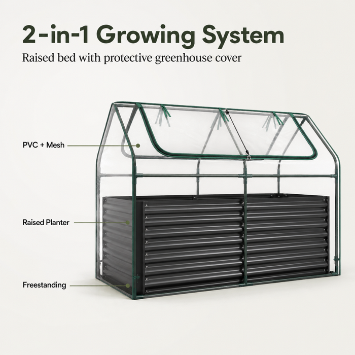 2-in-1 Raised Garden Bed with Cover