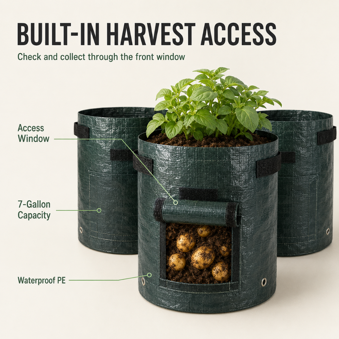 HarvestPeek - 3-Pack Potato Grow Bags