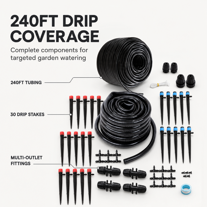 EcoDrip - 240FT Garden Drip Irrigation Kit