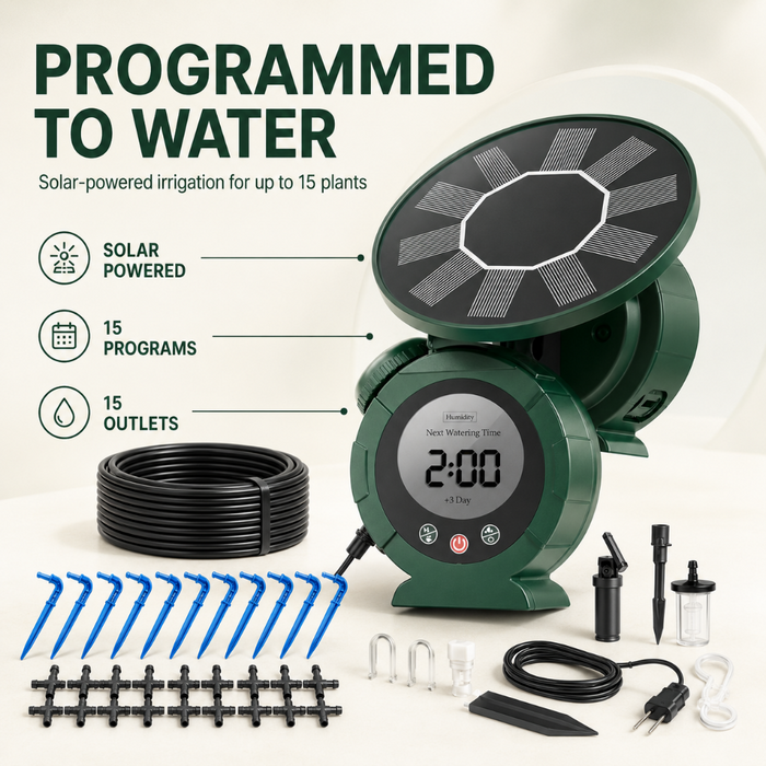 Solar Automatic Drip Irrigation System for Up to 15 Plants