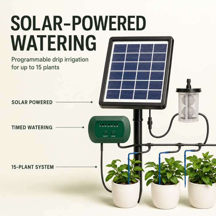 Automatic Solar Drip Irrigation System for Up to 15 Plants