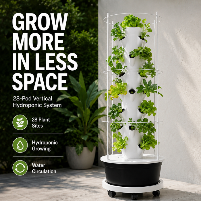 GrowMore - 28-Site Vertical Hydroponic Planter