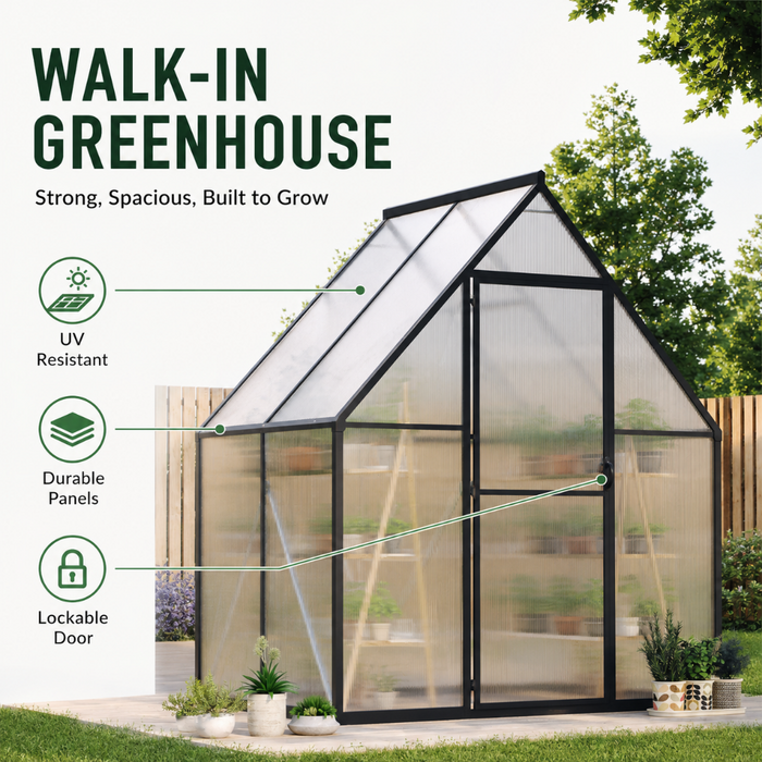 6' x 4' Walk-In Polycarbonate Greenhouse
