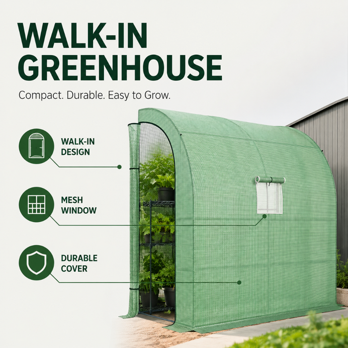 7' Walk-In Lean-To Greenhouse