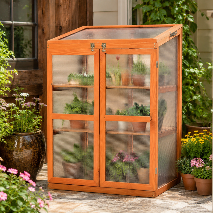 2-Tier Polycarbonate Greenhouse with Shelves