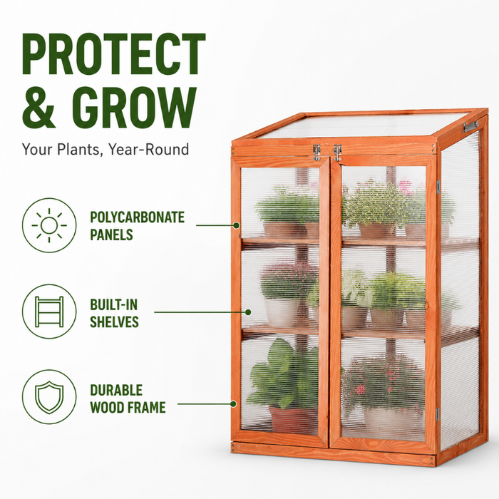 2-Tier Polycarbonate Greenhouse with Shelves