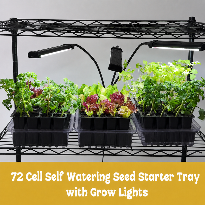 GreenStart - 72 Cell Self-Watering Seed Starter Trays with Grow Light