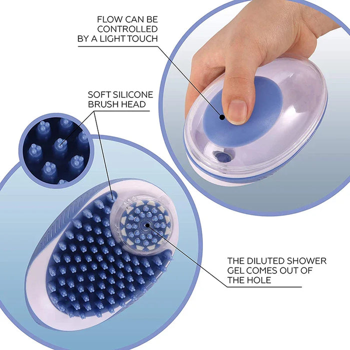SilkyPaws - Pet Bath Brush with Shampoo Dispenser