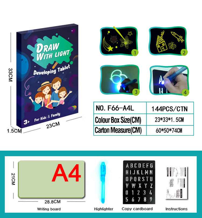 GlowScribble Board – Kids Drawing Pad with Light Pen