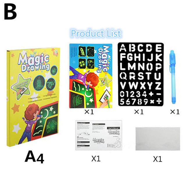 GlowScribble Board – Kids Drawing Pad with Light Pen