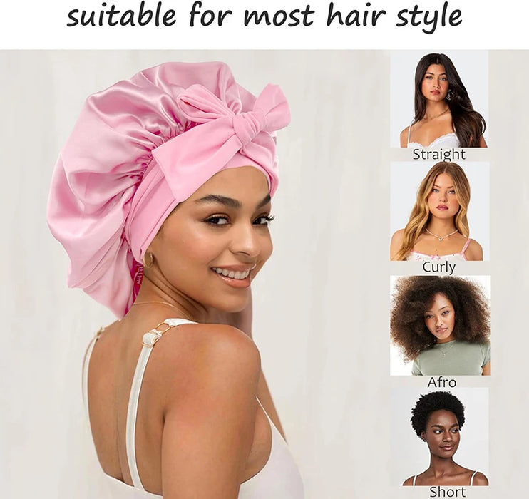 Satin Sleep Cap - Adjustable Hair Bonnet for Women, 21 Colors-4