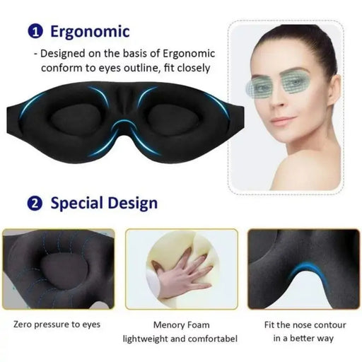 3D ComfortFit Eye Mask - Adjustable Sleep Mask for Total Darkness-2