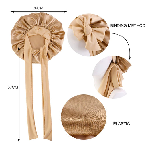 Satin Sleep Cap - Adjustable Hair Bonnet for Women, 21 Colors-2
