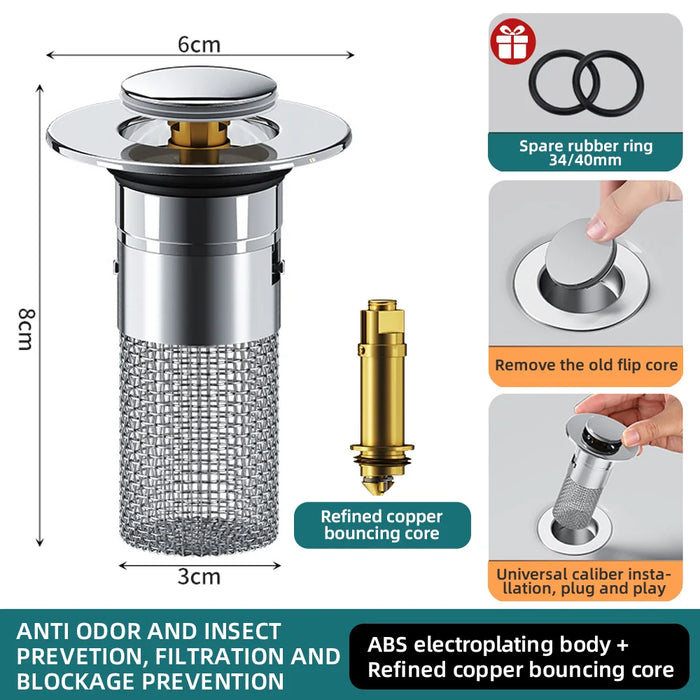 DrainGuard – Pop-Up Sink Strainer