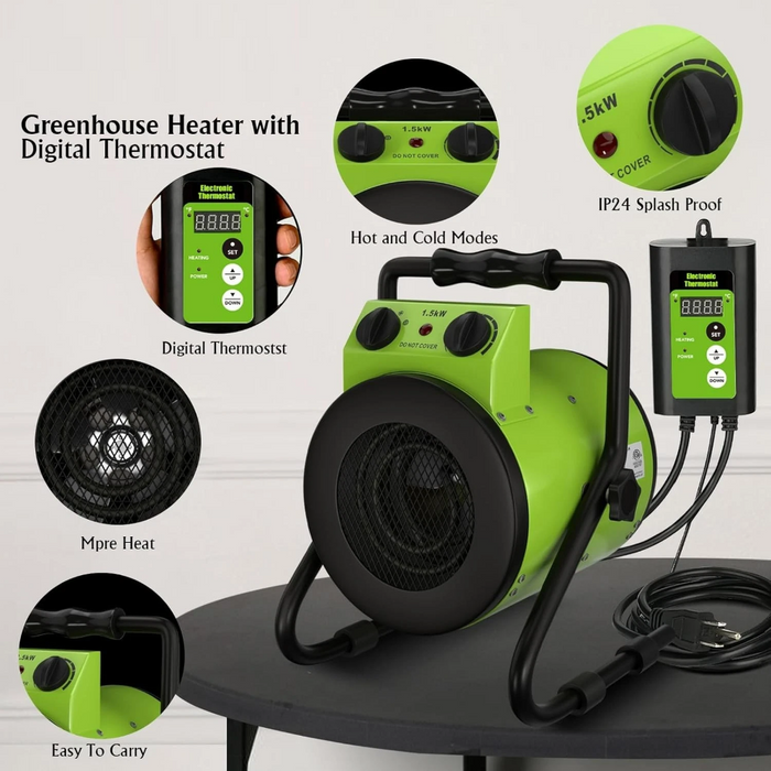 GrowZone - Greenhouse Heater with Digital Thermostat